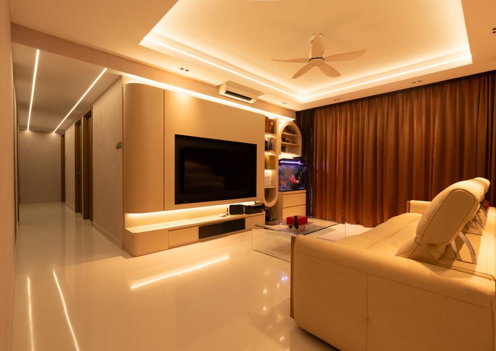 Modern Living Room with Ceiling Light and Sofa