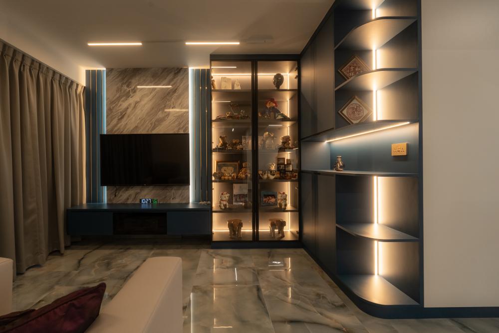 Contemporary Living Room with TV Console and TV