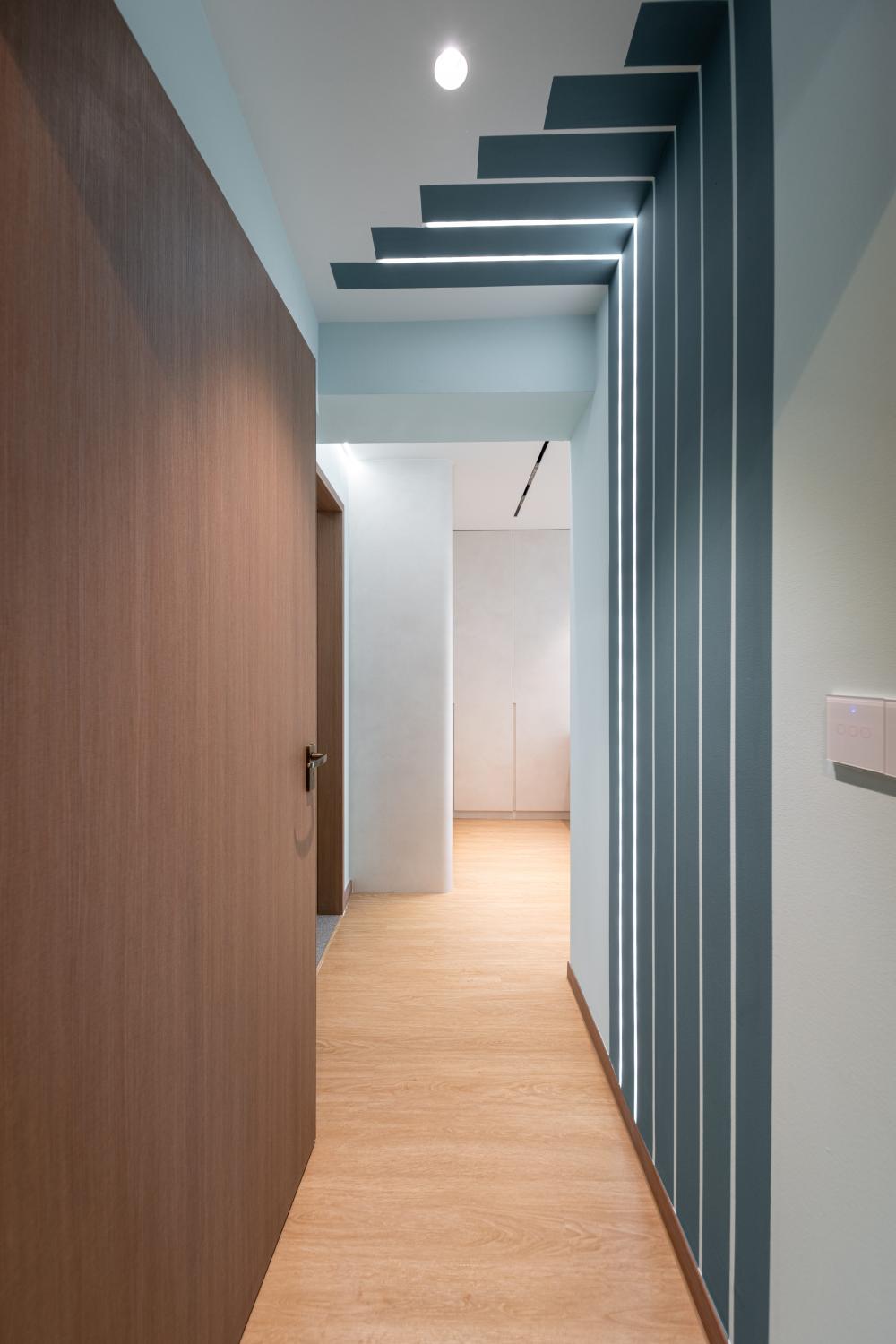 Eclectic Hallway with Artwork and Paintings