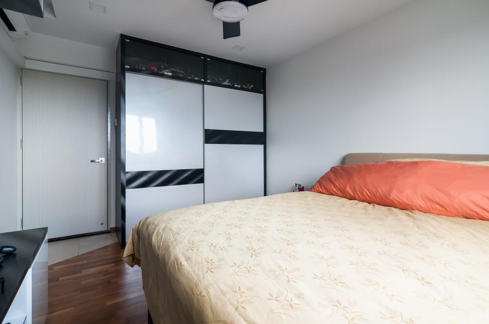 Scandinavian Bedroom with Parquet Floor and Wardrobe
