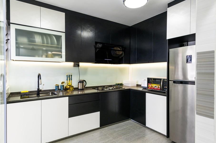 Asian Kitchen with Countertop and Cupboard