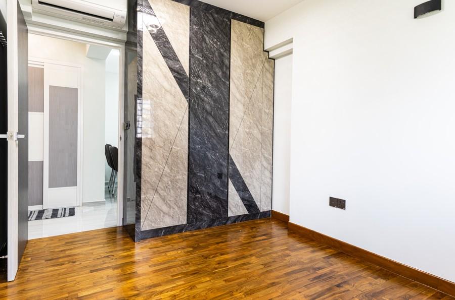 Asian Bedroom with Parquet Floor and Wardrobe