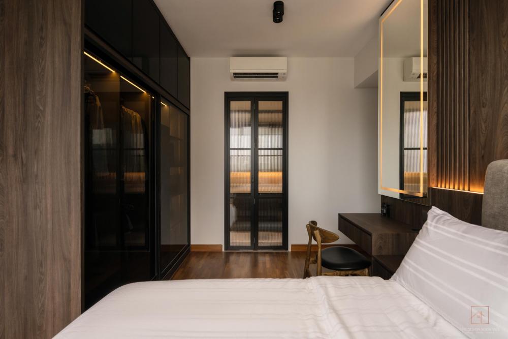Contemporary Bedroom with Cove Lighting and Wardrobe