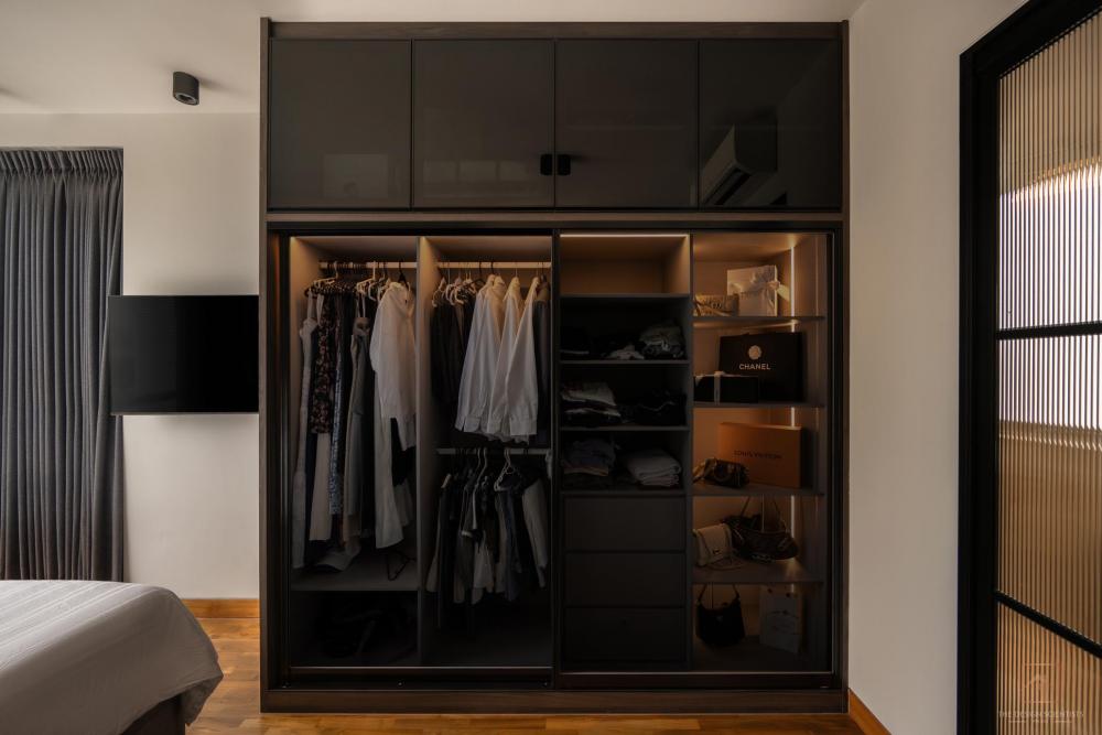 Contemporary Bedroom with Cove Lighting and Wardrobe