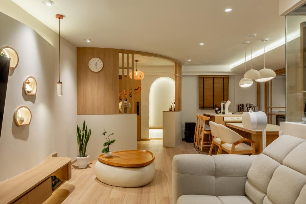 Asian Foyer with Artwork and Console Table