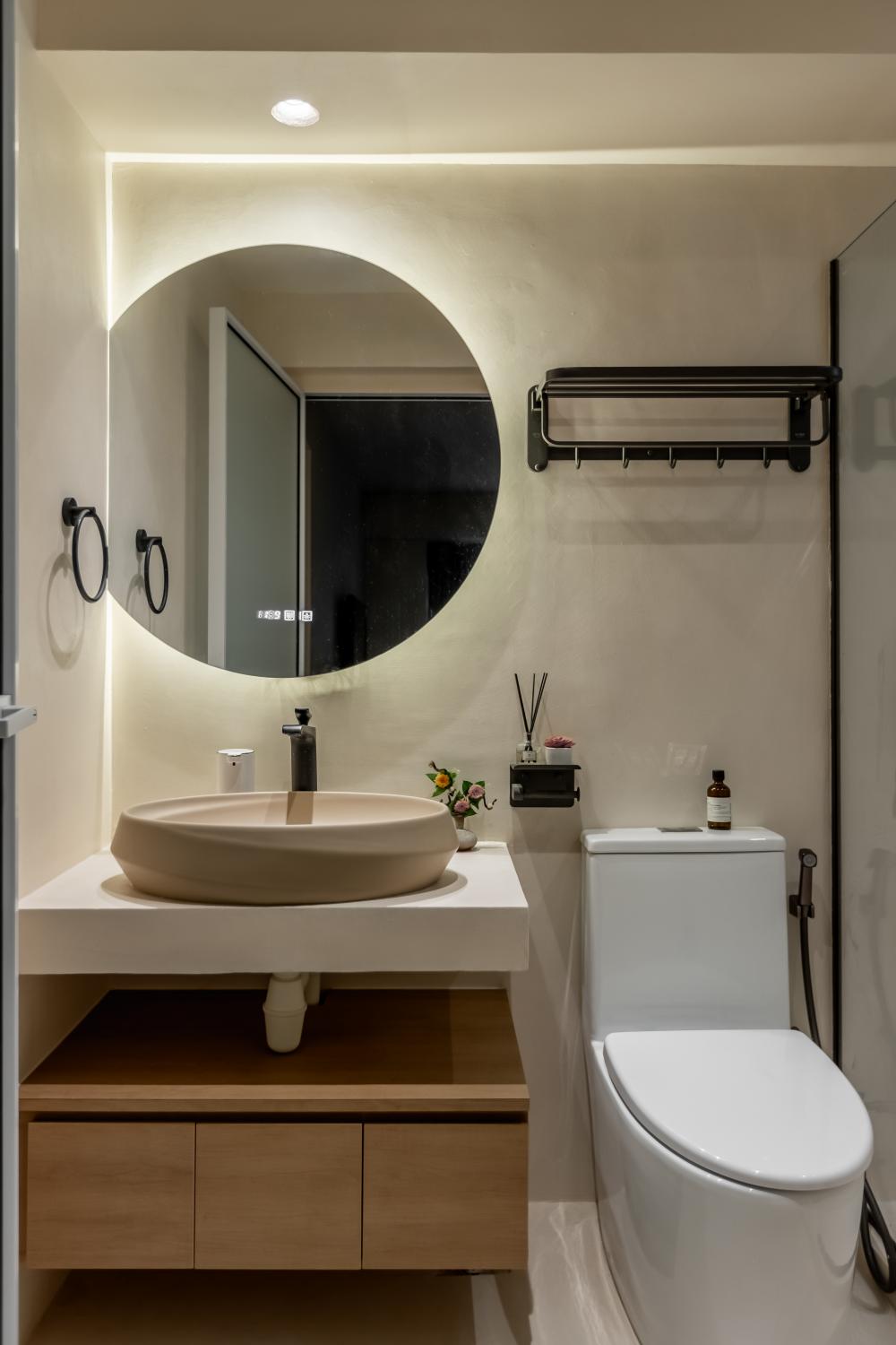 Asian Bathroom with Mirror and Bathroom Mirrors