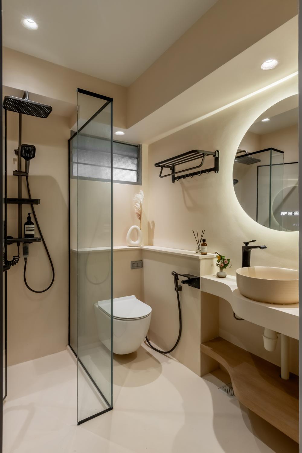 Asian Bathroom with Rainshower and Showers