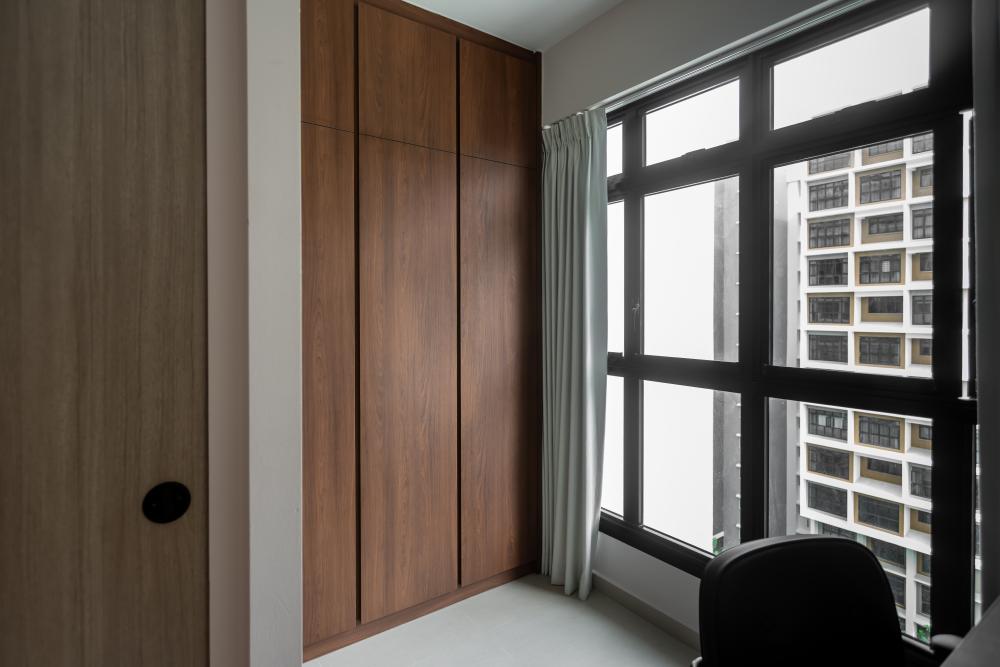 Contemporary Bedroom with Window Seat and Lighting