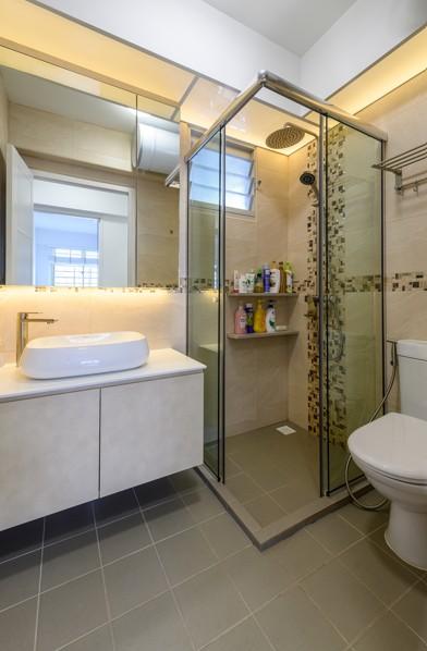 Industrial Bathroom with Mirror and Shower Screen