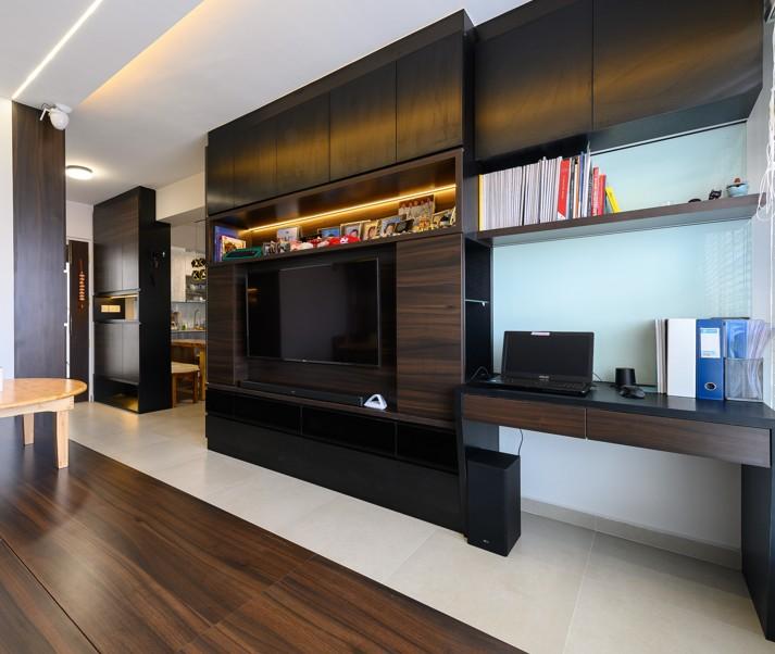 Industrial Living Room with Bookshelf and Settee