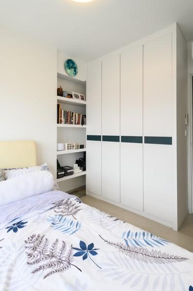 Industrial Bedroom with Bookshelf and Wardrobe