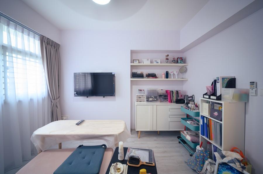 Scandinavian Study with Bookshelf and Storage Cabinets
