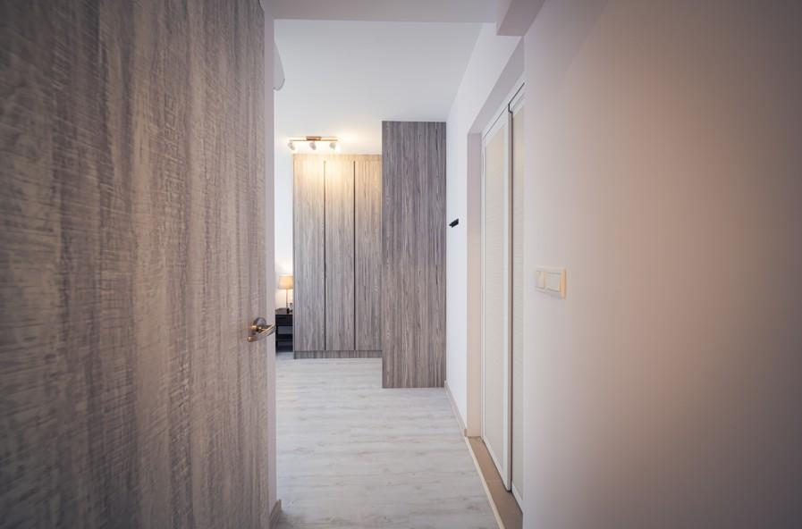 Scandinavian Bedroom with Vinyl Flooring and Wardrobe