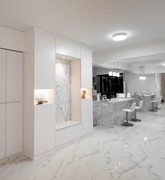 Modern Entryway with Mirror and Seating Bench