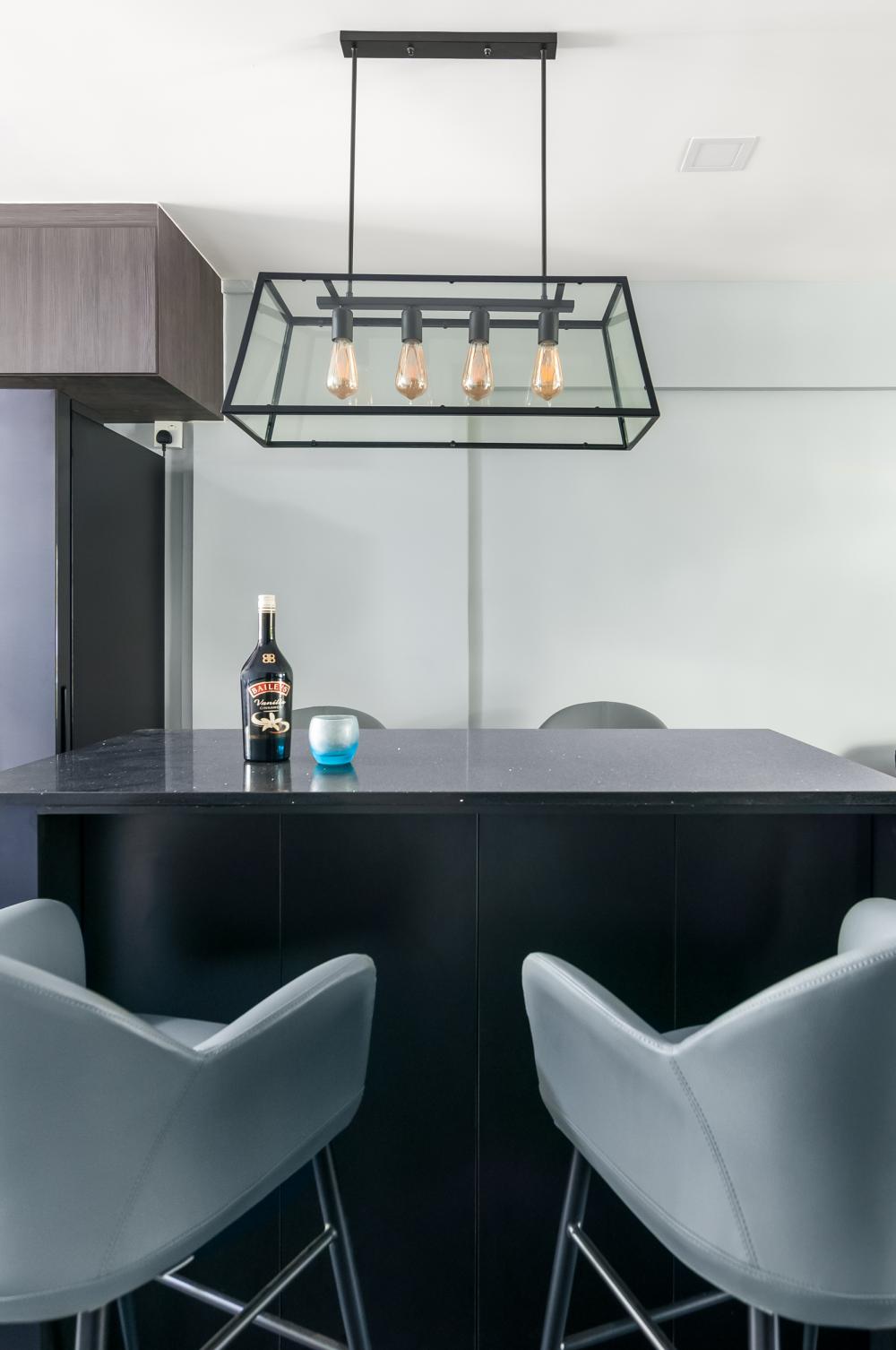Contemporary Dining Room with Drop Light and Dining Table