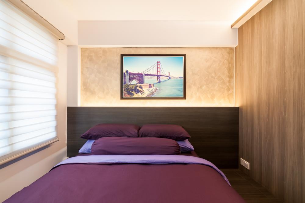 Modern Bedroom with Platform Bed and Wardrobe