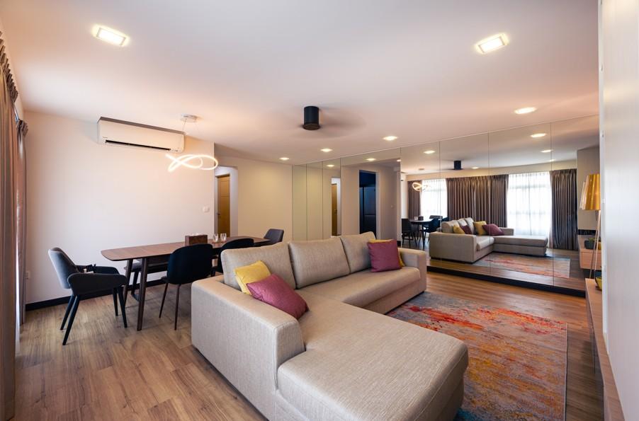 Modern Living Room with TV Console and Feature Wall