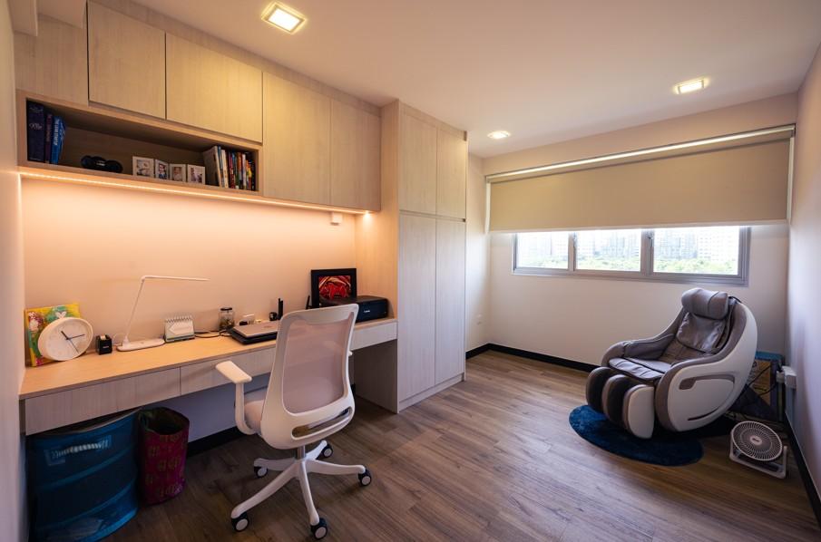 Modern Study with Storage Cabinets and Bookcases