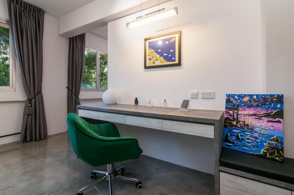 Industrial Study with Bookshelf and Desk