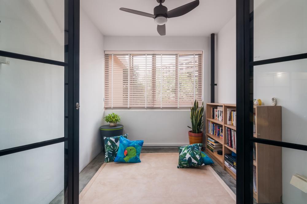Industrial Balcony with Bay Window and Window Seat
