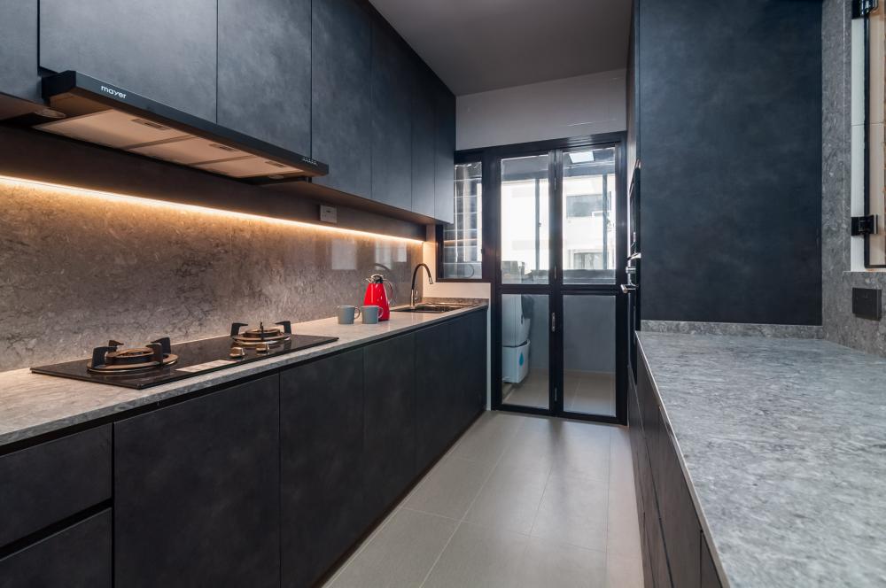 Country Kitchen with Countertop and Kitchen Window