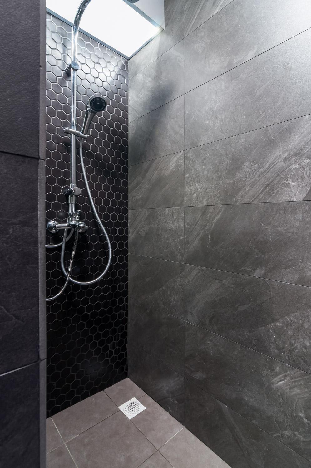 Country Bathroom with Shower Screen and Mosaic