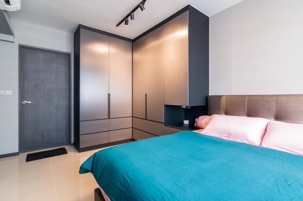 Country Bedroom with Wardrobe and Bedside Table