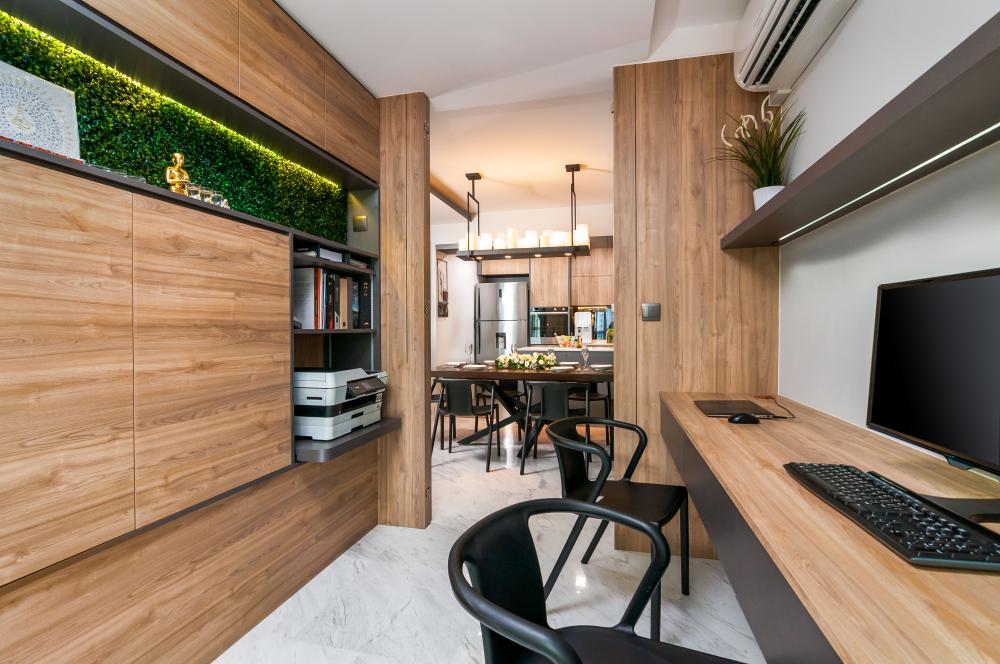 Contemporary Study with Bookshelf and Storage Cabinets