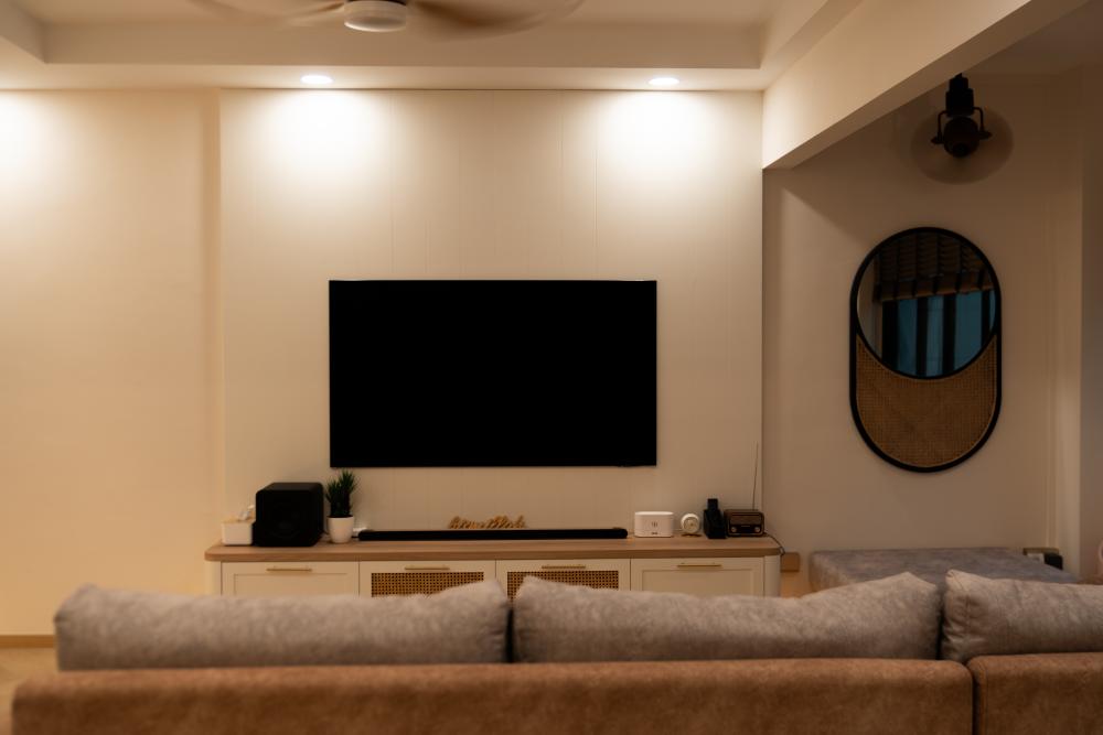 Scandinavian Living Room with TV Console and Sofa