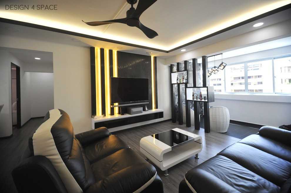 Modern Living Room with Sofa and Ottoman