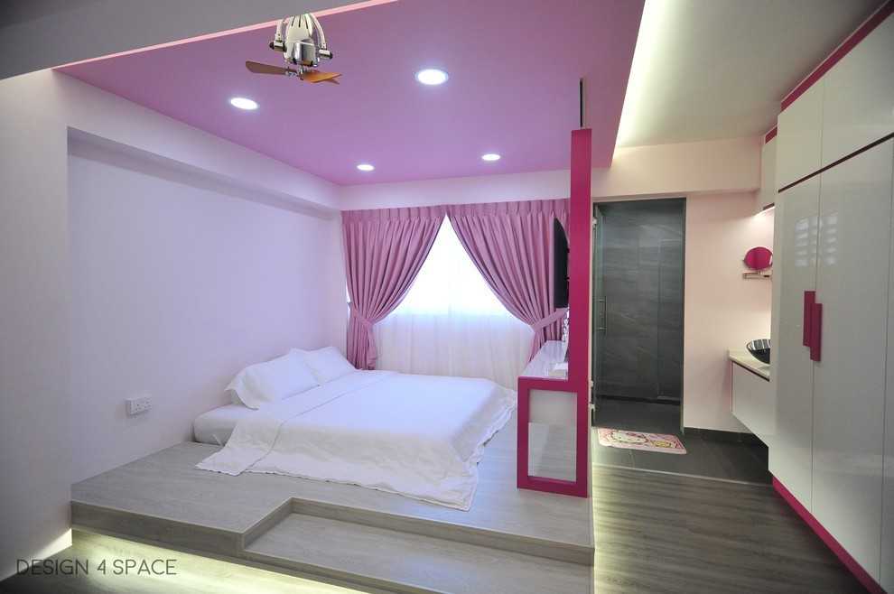 Modern Bedroom with Platform Bed and Wardrobe