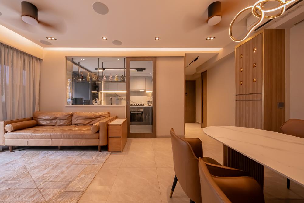 Modern Living Room with Carpet and Sofa