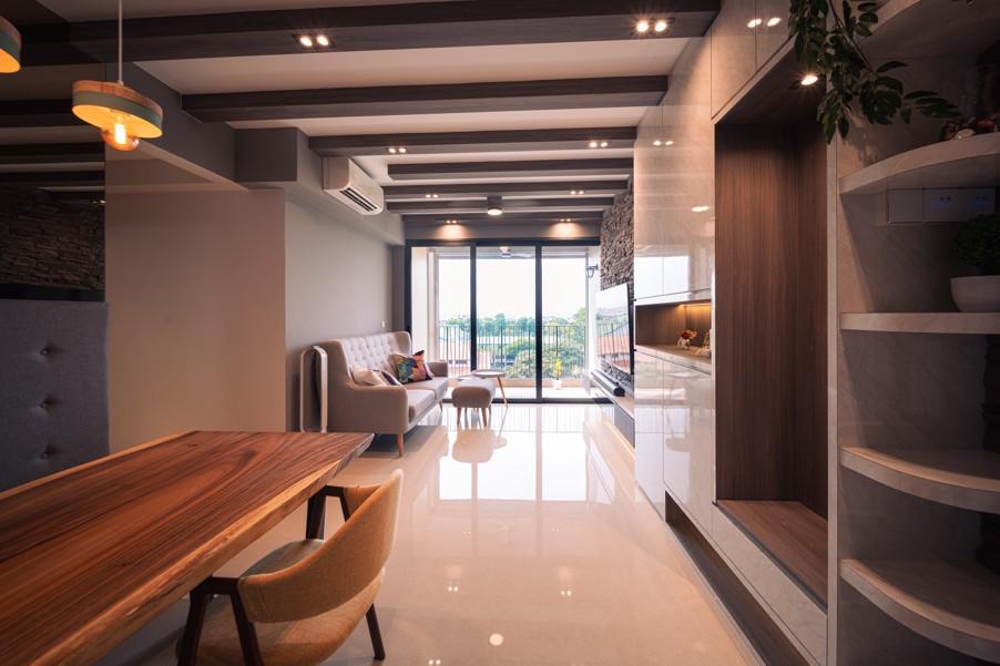Modern Living Room with Settee and Feature Wall