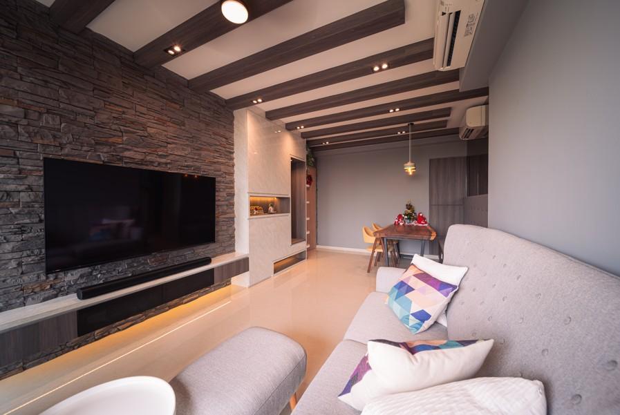 Modern Living Room with Settee and Feature Wall