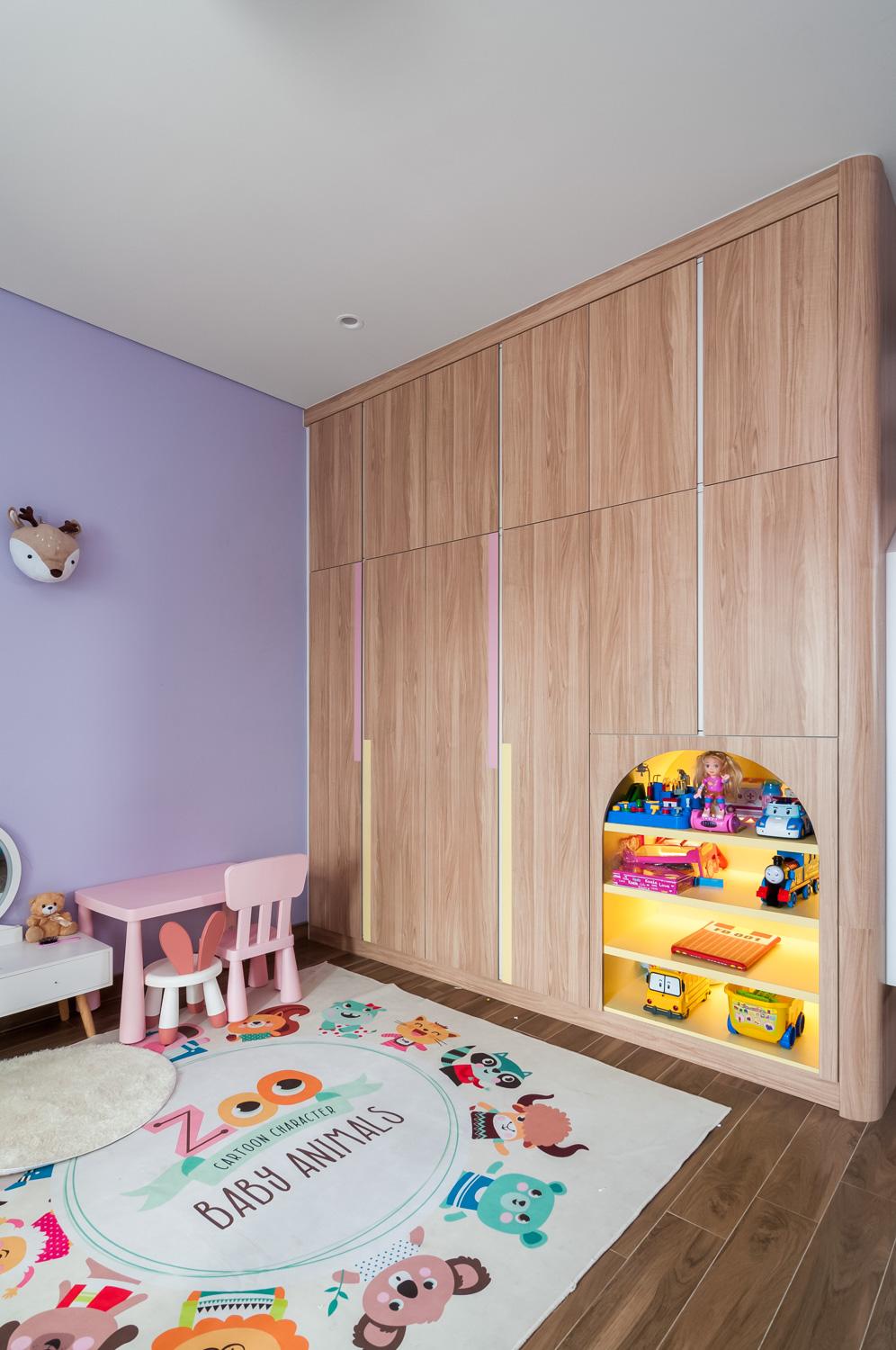 Asian Kids Room with Bookshelf and Toys