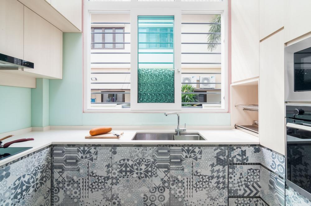 Asian Kitchen with Kitchen Window and Open Kitchen