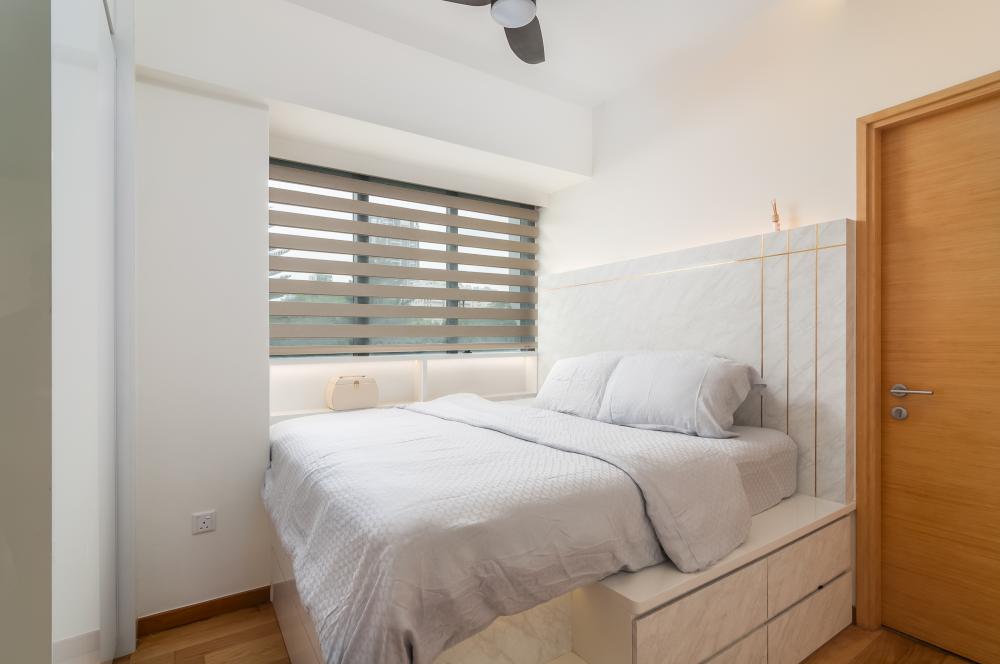 Contemporary Bedroom with Platform Bed and Built-in Bed