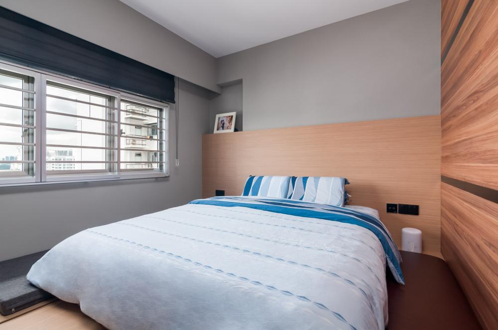 Eclectic Bedroom with Platform Bed and Wardrobe
