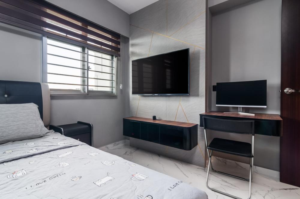 Eclectic Bedroom with Wardrobe and Bedside Table
