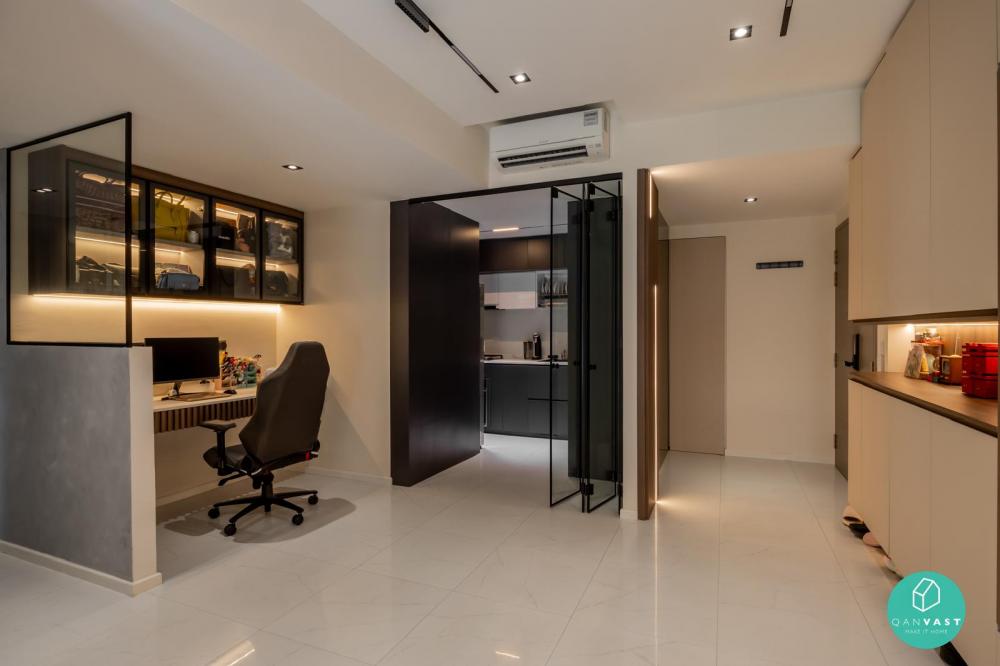 Modern Workstation with Bookshelf and Desk