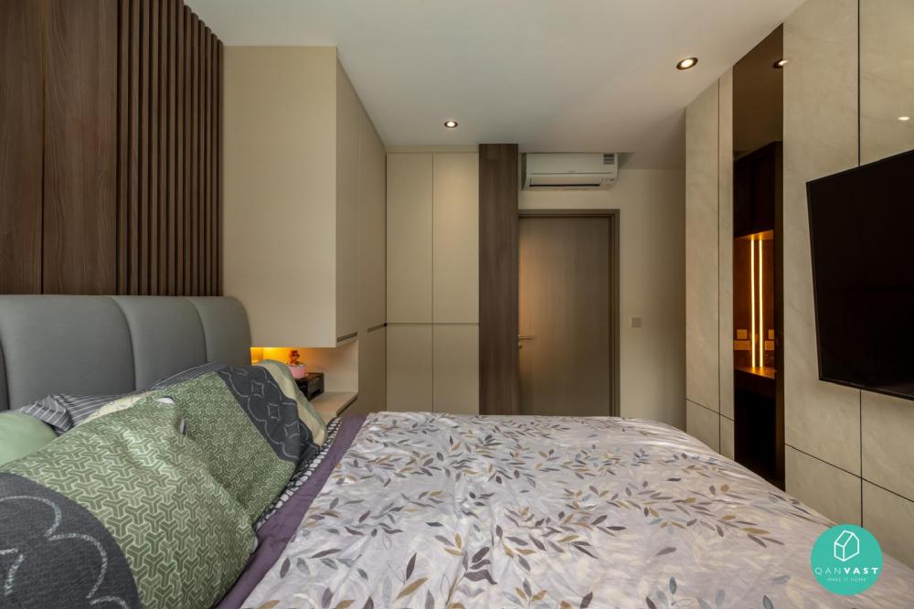 Modern Bedroom with Feature Wall and Wardrobe