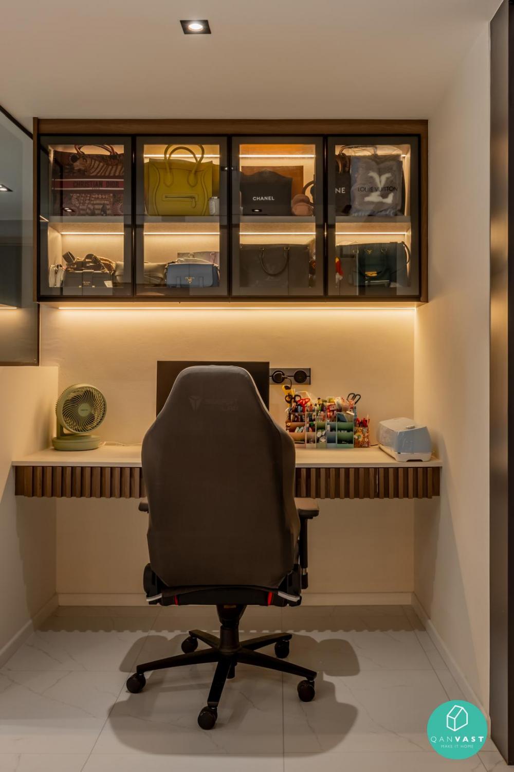 Modern Home Office with Storage Cabinets and Bookcases