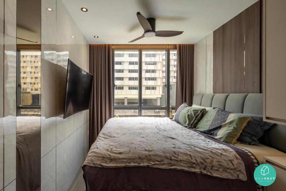 Modern Bedroom with Feature Wall and Bedside Table