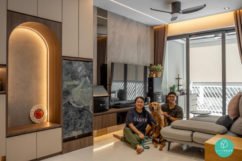 Modern Living Room with Feature Wall and Cove Lighting