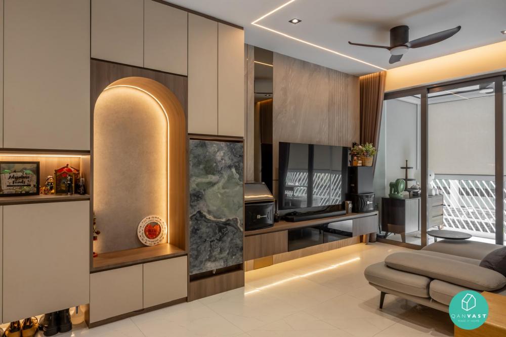Modern Living Room with TV Console and Feature Wall