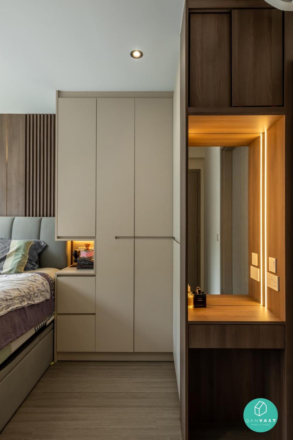 Modern Bedroom with Closet and Bedside Table