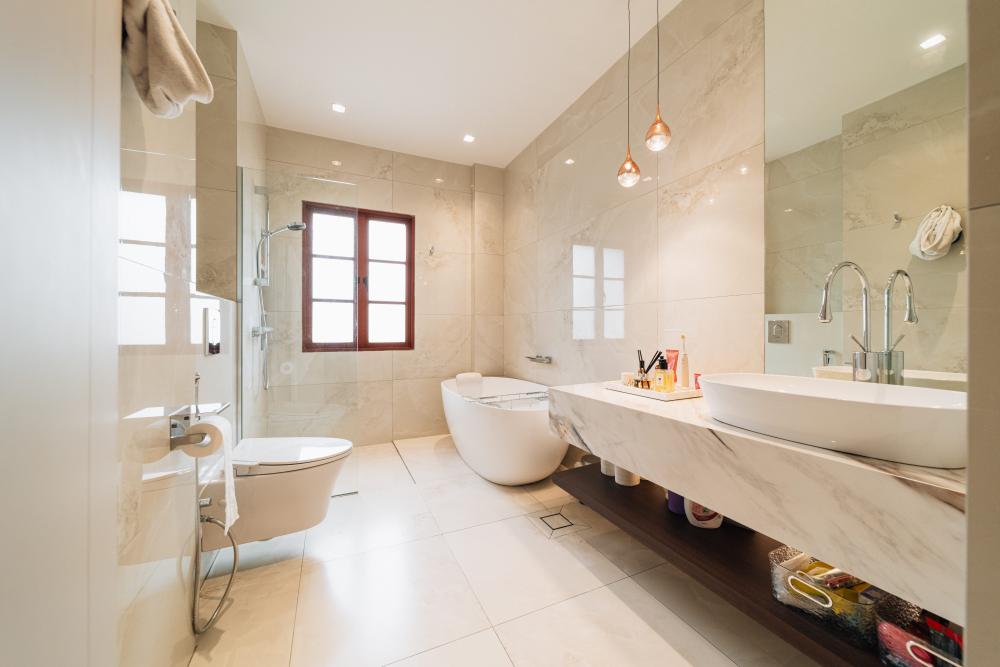 Contemporary Bathroom with Bathtub and Rainshower