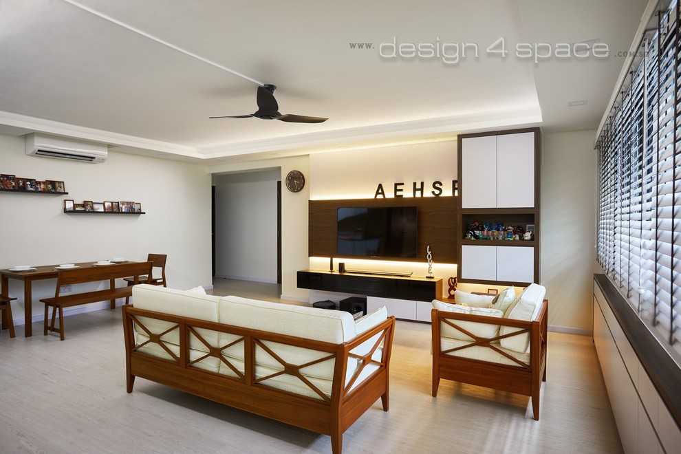 Modern Living Room with TV Console and Feature Wall