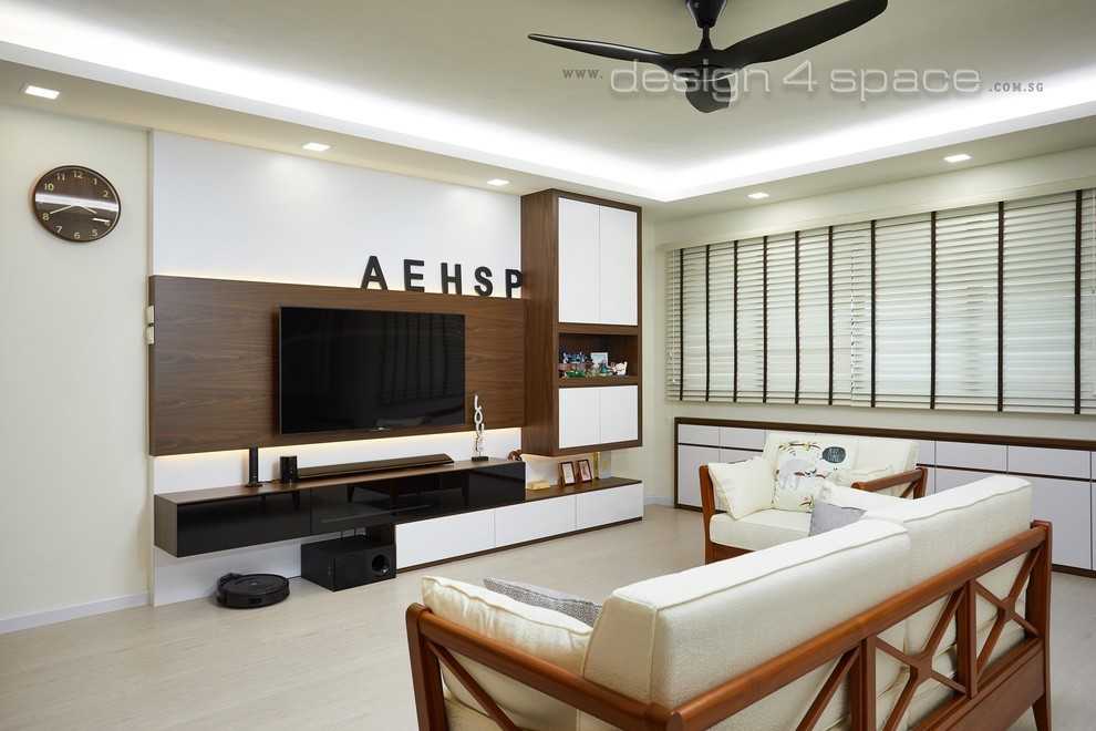 Modern Living Room with Vinyl Flooring and TV Console