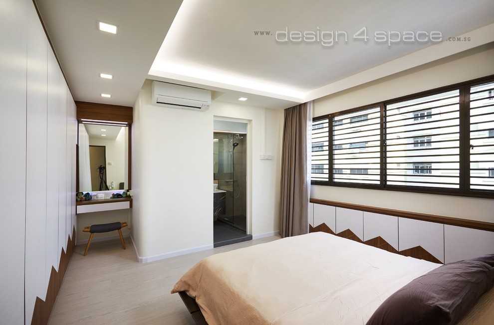 Modern Bedroom with Platform Bed and Wood Flooring